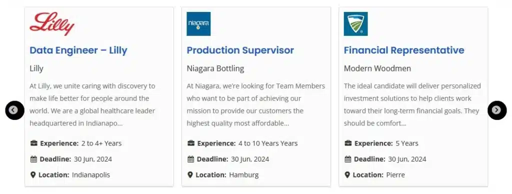 featured job slider view