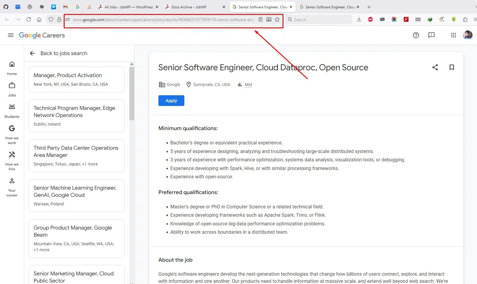 jobwp copy external job url
